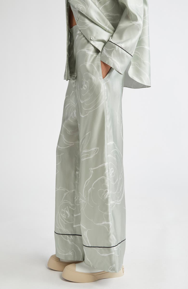 Marni Rose Print Silk Pajama Pants, Alternate, color, Auv19 Sea/Green