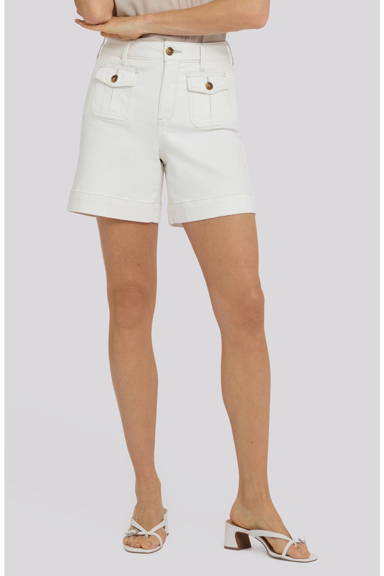 Berkyn Patch Pocket High Waist Denim Shorts, Main, color, VINTAGE WHITE
