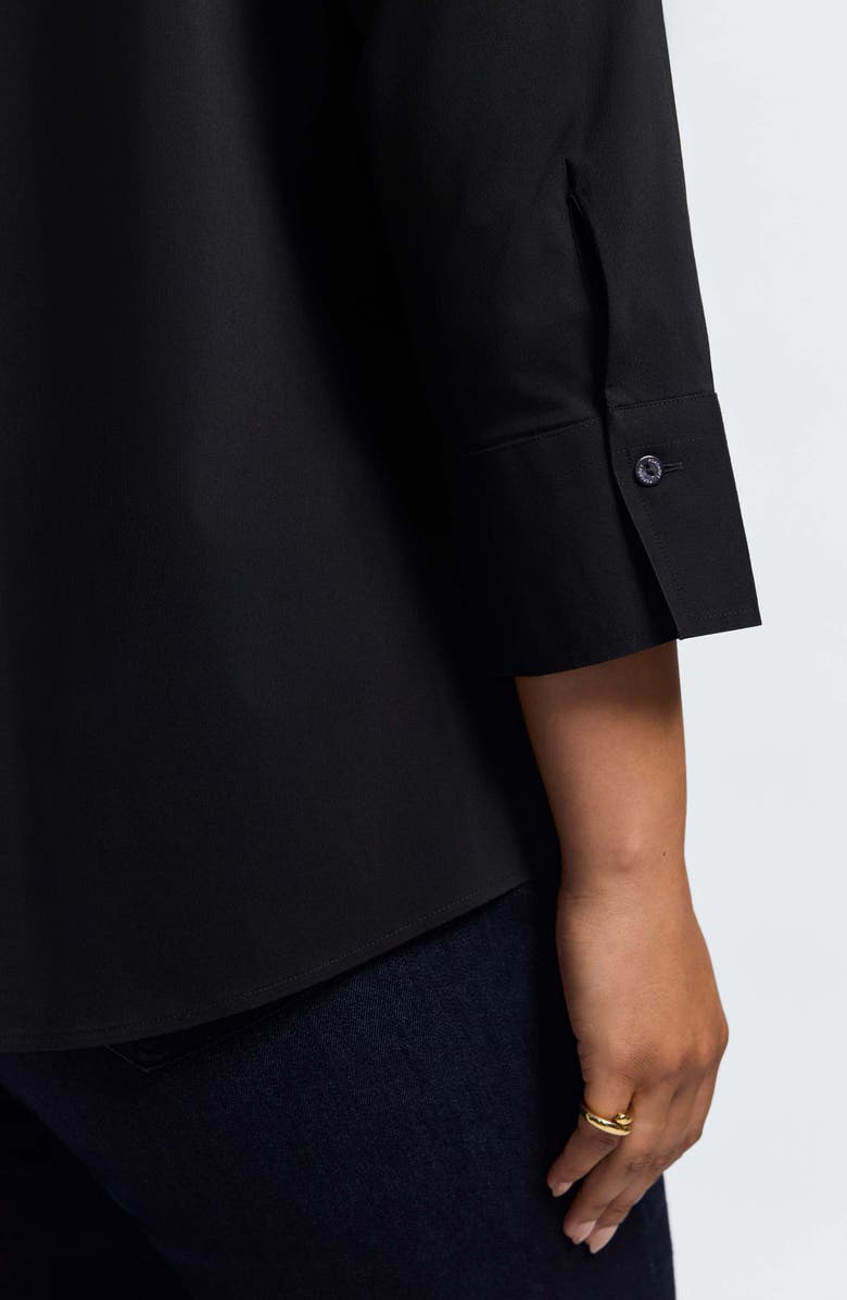 Foxcroft Mary Non-Iron Stretch Cotton Button-Up Shirt, Alternate, color, Black