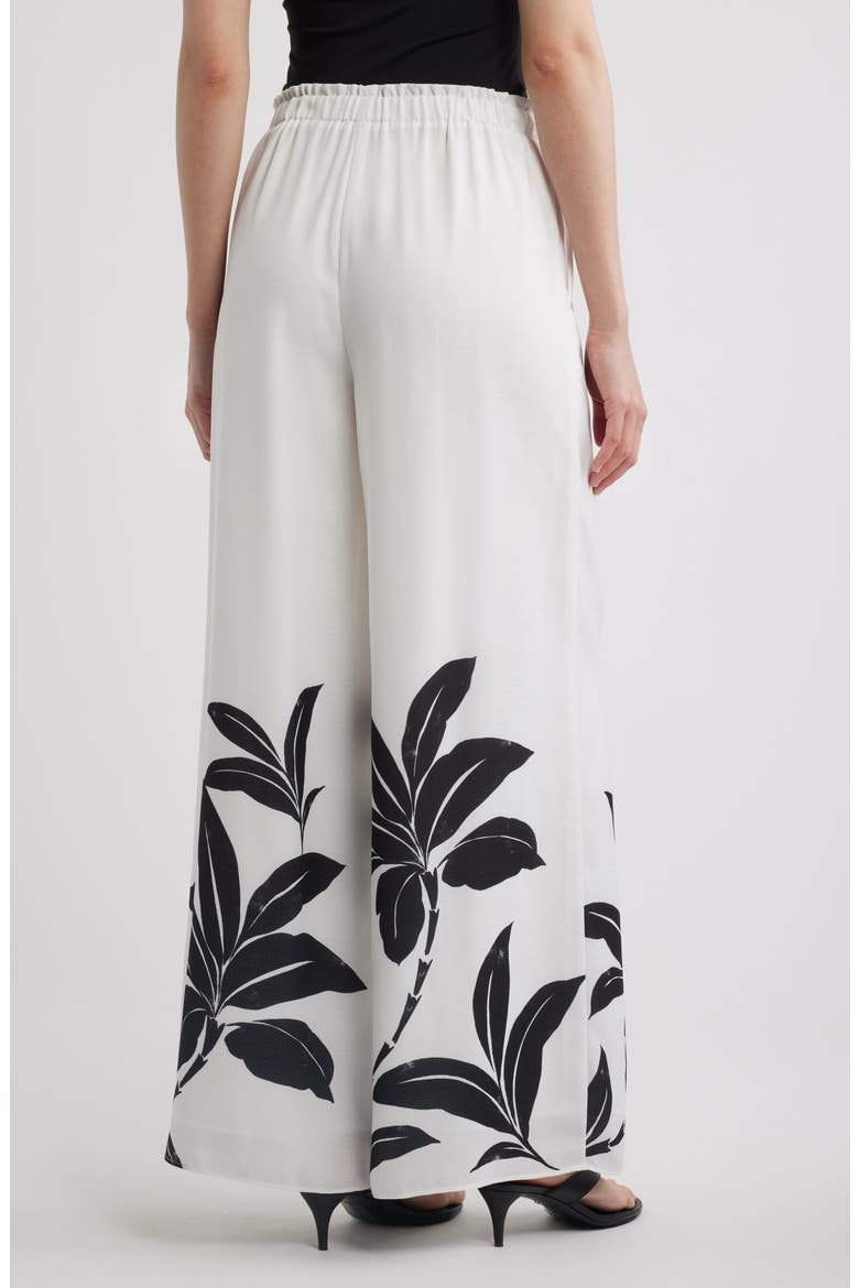 Vera Tie Waist Floral Print Wide Leg Pants, Alternate, color, IVORY MULTI