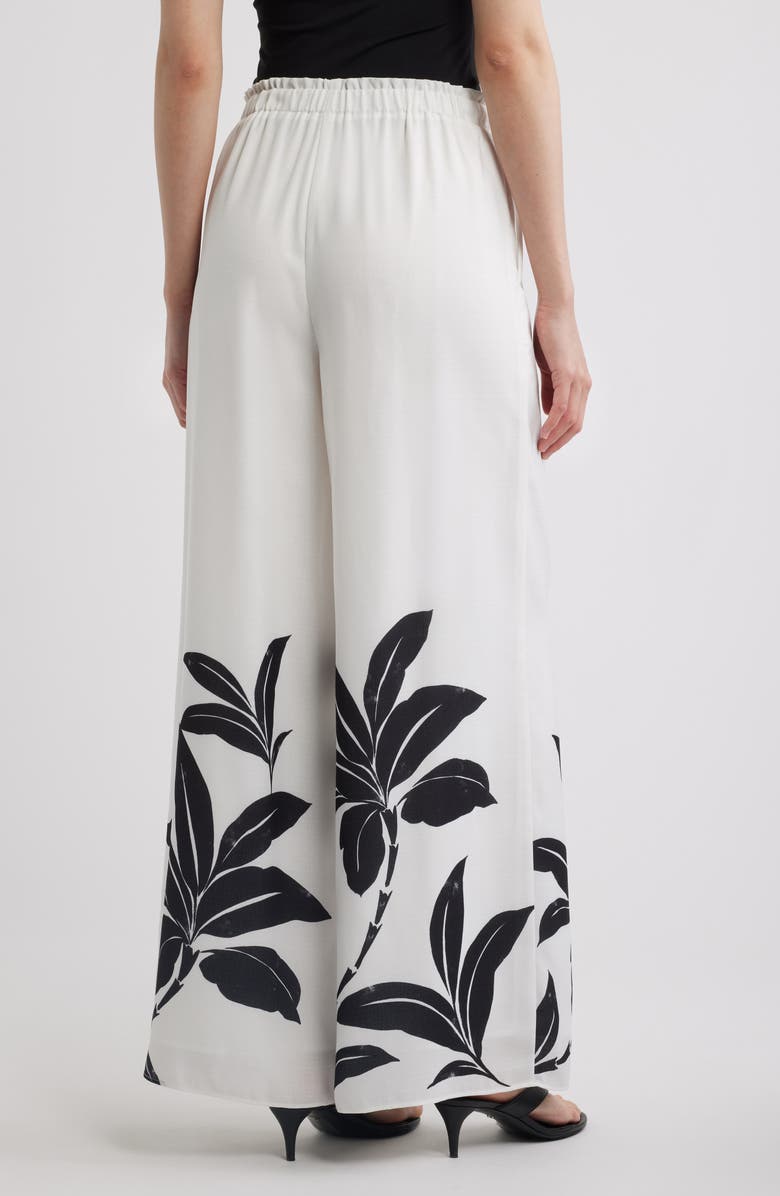 KOBI HALPERIN Vera Tie Waist Floral Print Wide Leg Pants, Alternate, color, Ivory Multi