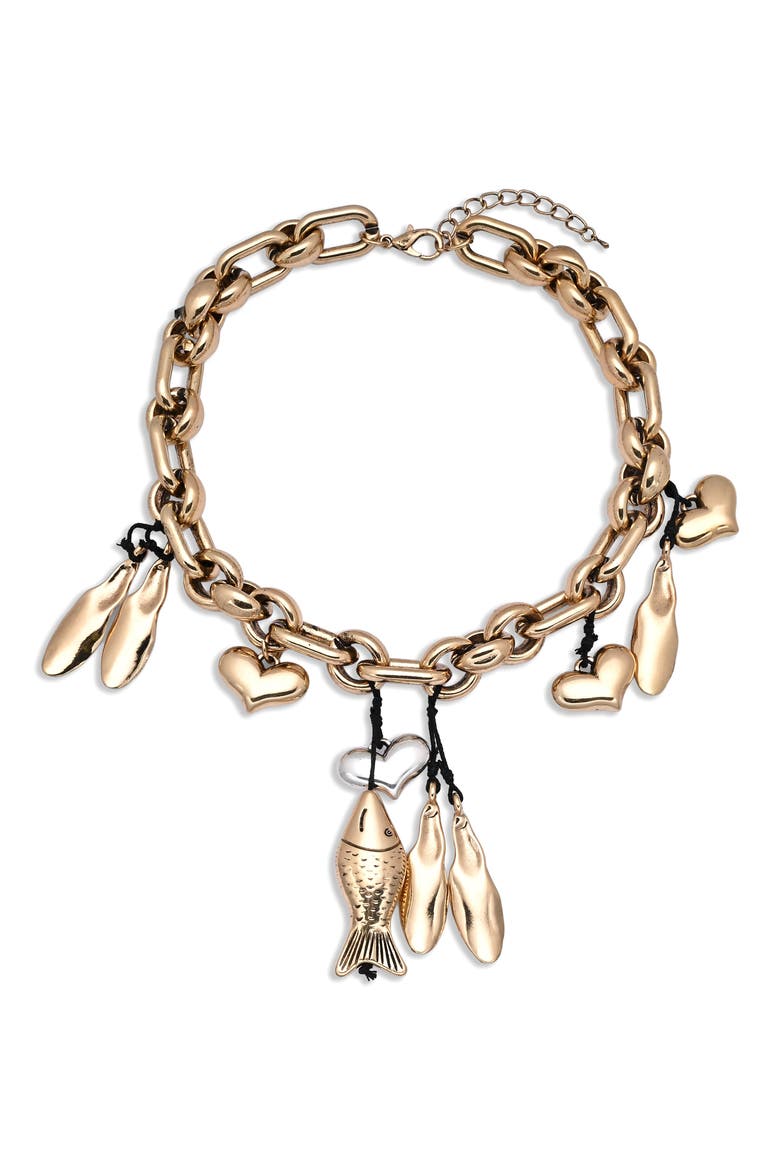Ava Charm Necklace, Alternate, color, GOLD