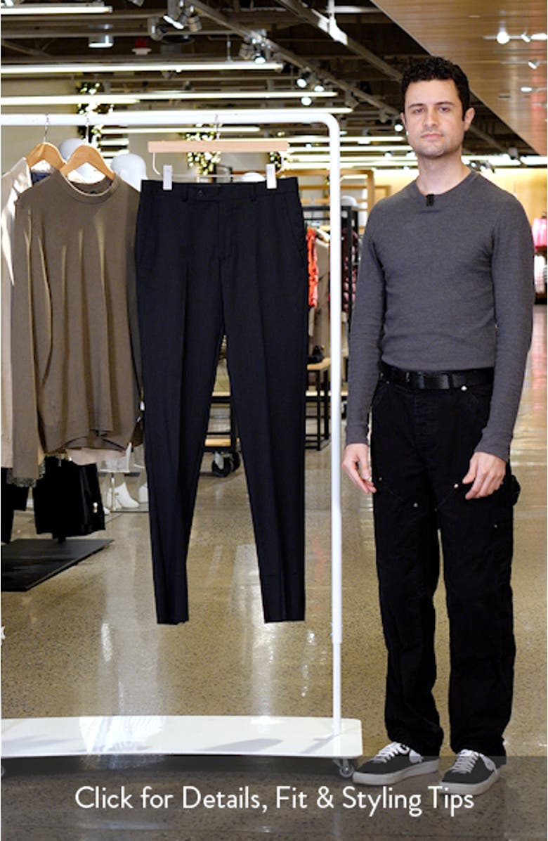 Ross Slim Fit Taper Leg Stretch Wool Pants, sales video thumbnail