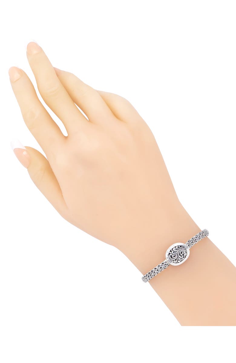 DEVATA Sterling Silver Bali Filigree Hammer Accent Dragon Bone Chain Bracelet, Alternate, color, 