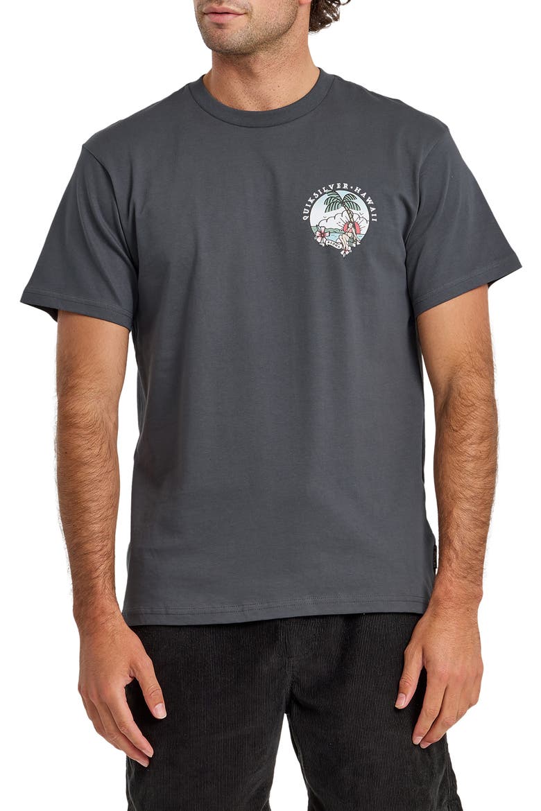 HI Hula Sunset Cotton Graphic T-Shirt, Main, color, IRON GATE