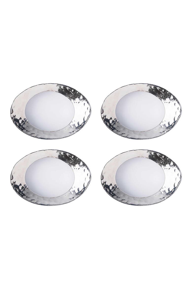 Set of 4 Hammered Napkin Rings, Main, color, SILVER