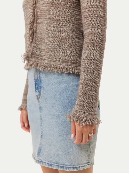 Gobi Mongolian Cashmere Organic Color Hook And Eye Closure Cashmere Cardigan In Taupe