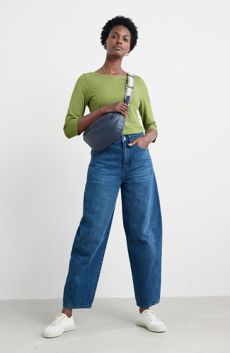 Seasalt Cornwall Easel Stretch Organic Cotton Top, Alternate, color, Melange Aloe