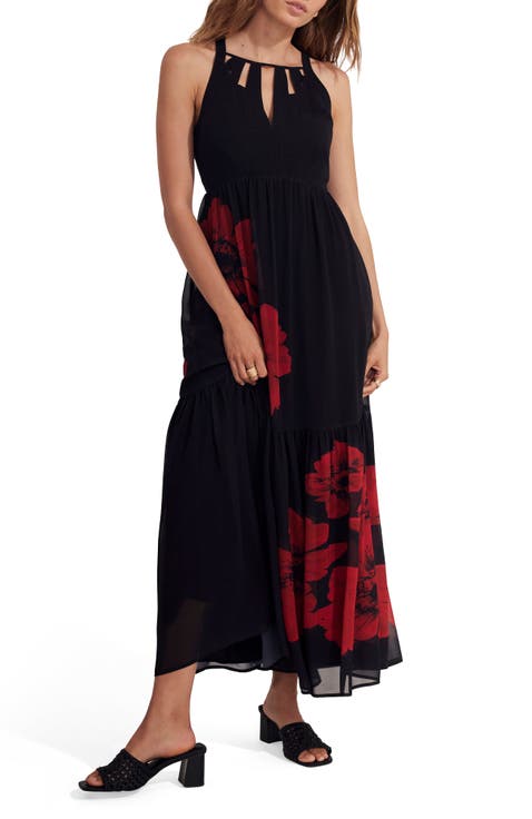 Floral Keyhole Maxi Dress