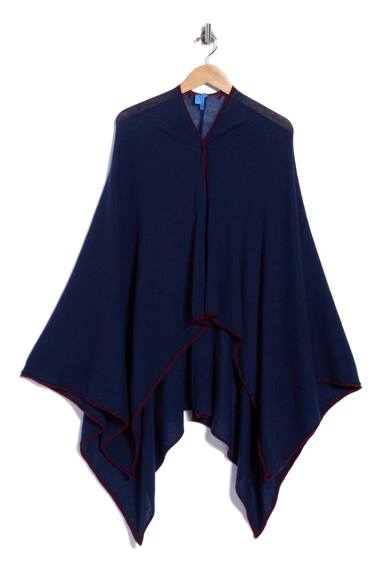 Rossi Roll Edge Cashmere Poncho, Main, color, NAVY/MERLOT