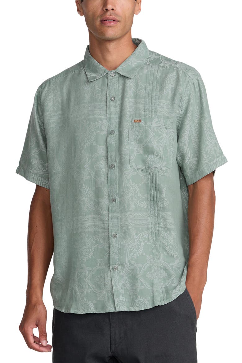 Mellowist Short Sleeve Button-Up Shirt, Main, color, JADE