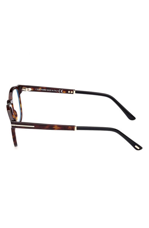 Tom Ford 49mm Round Blue Light Blocking Optical Glasses In Gold