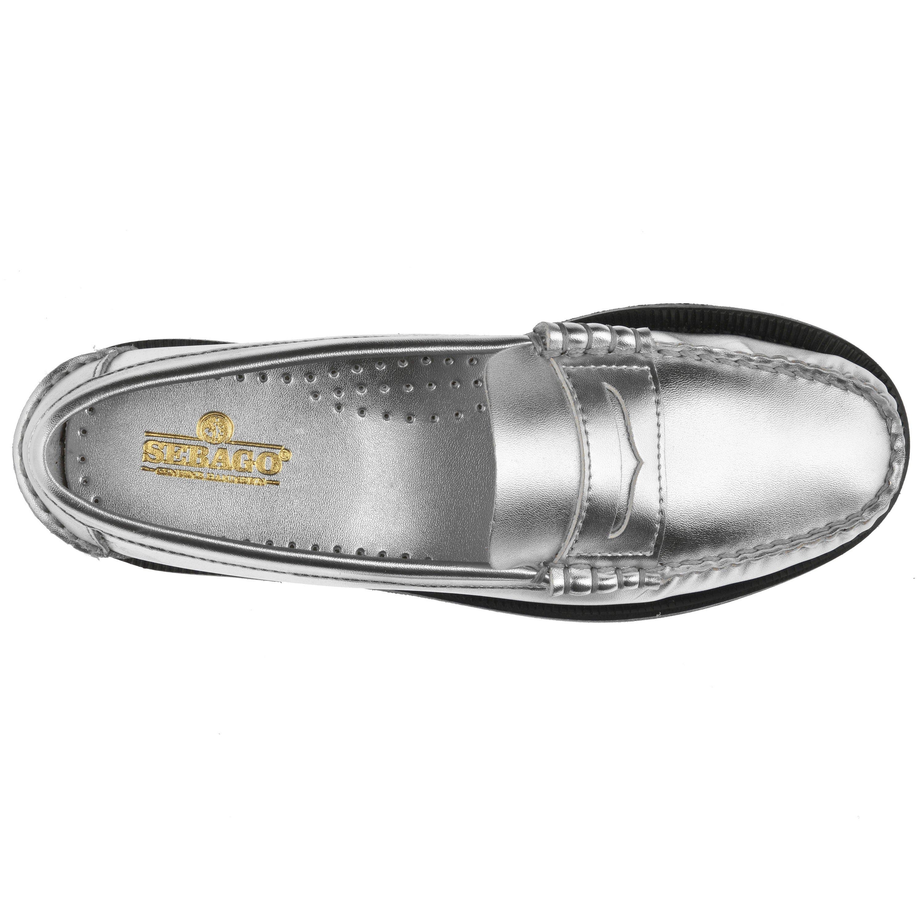 Sebago Dan Metallic Penny Loafer, Alternate, color, Silver