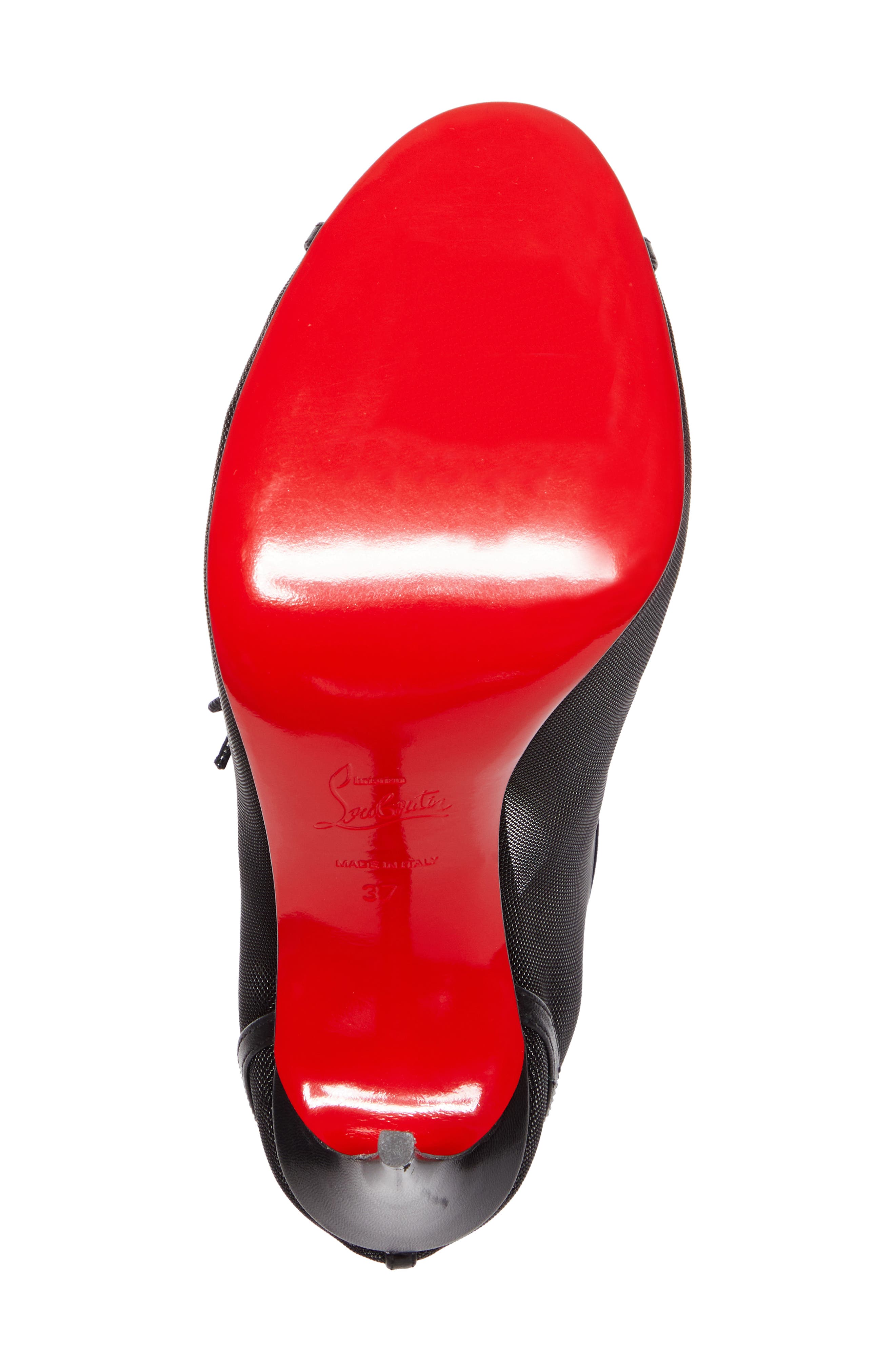Christian Louboutin Ondessa Mesh Lace Up Peep Toe Bootie, Alternate, color, 