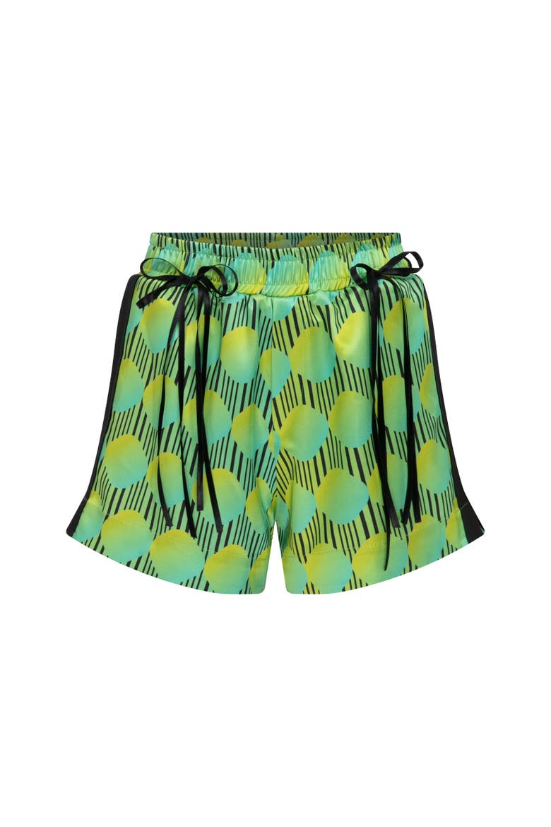 Jett Polka Dot Elastic Wasited Shorts With Bow Details, Alternate, color, Green