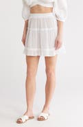 Elan Smocked Tiered Cotton Cover-Up Skirt