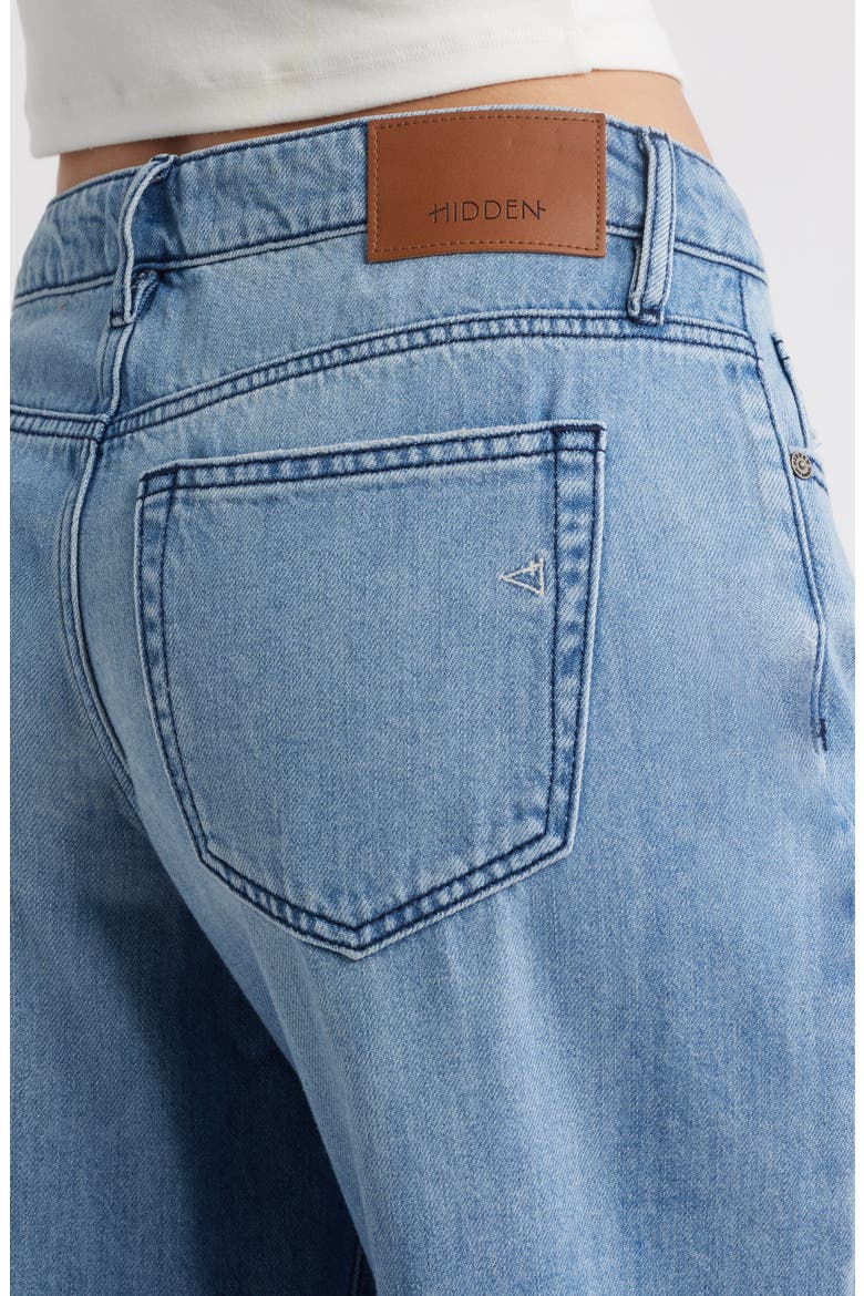 Raw Hem Crossover Waist Ankle Wide Leg Jeans, Alternate, color, LT.WASH