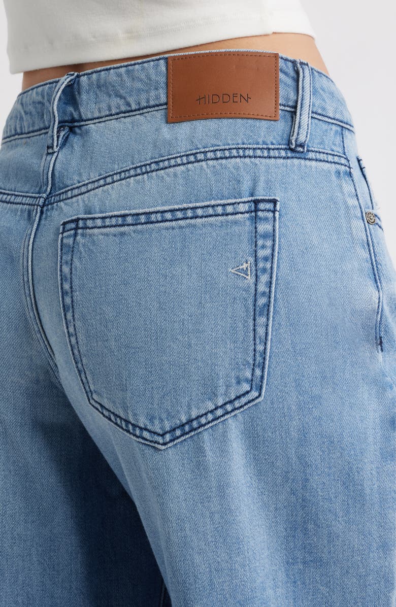 HIDDEN JEANS Raw Hem Crossover Waist Ankle Wide Leg Jeans, Alternate, color, Lt.wash