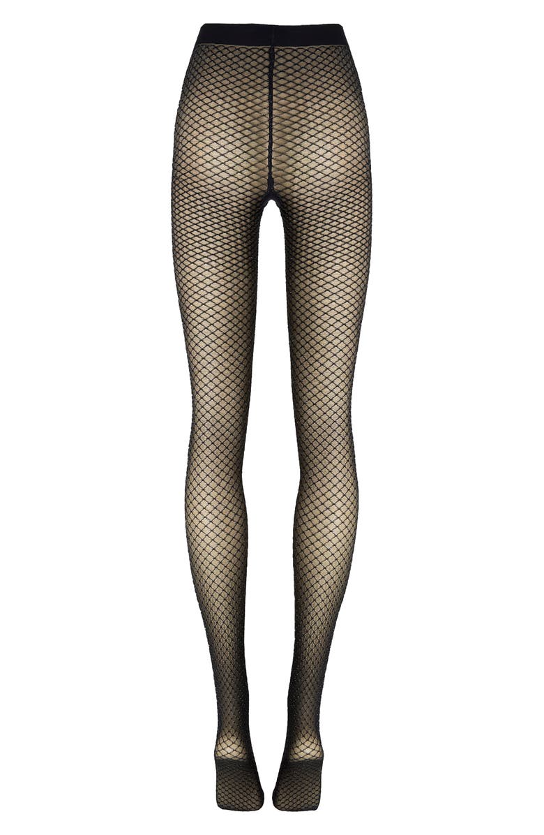 Wolford Shimmer Effect Tights, Alternate, color, Black/ Silver