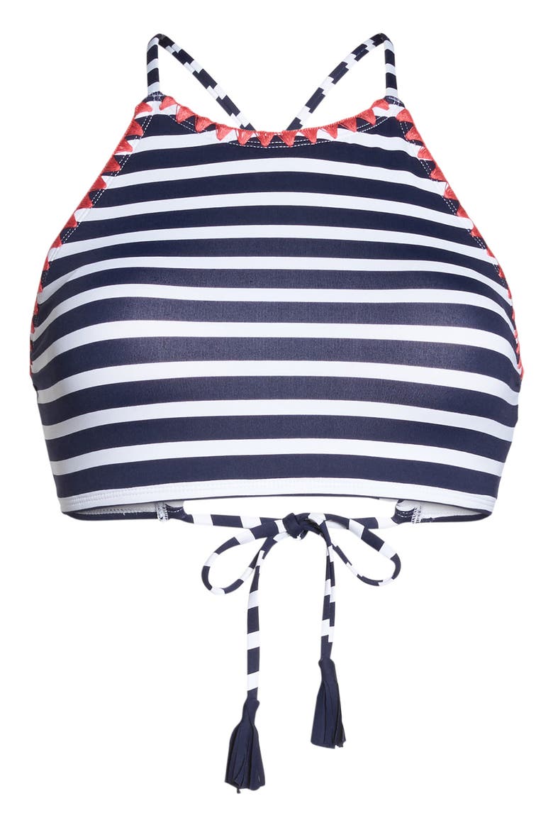 Breton Stripe Bikini Top, Alternate, color, MARE NAVY/ WHITE