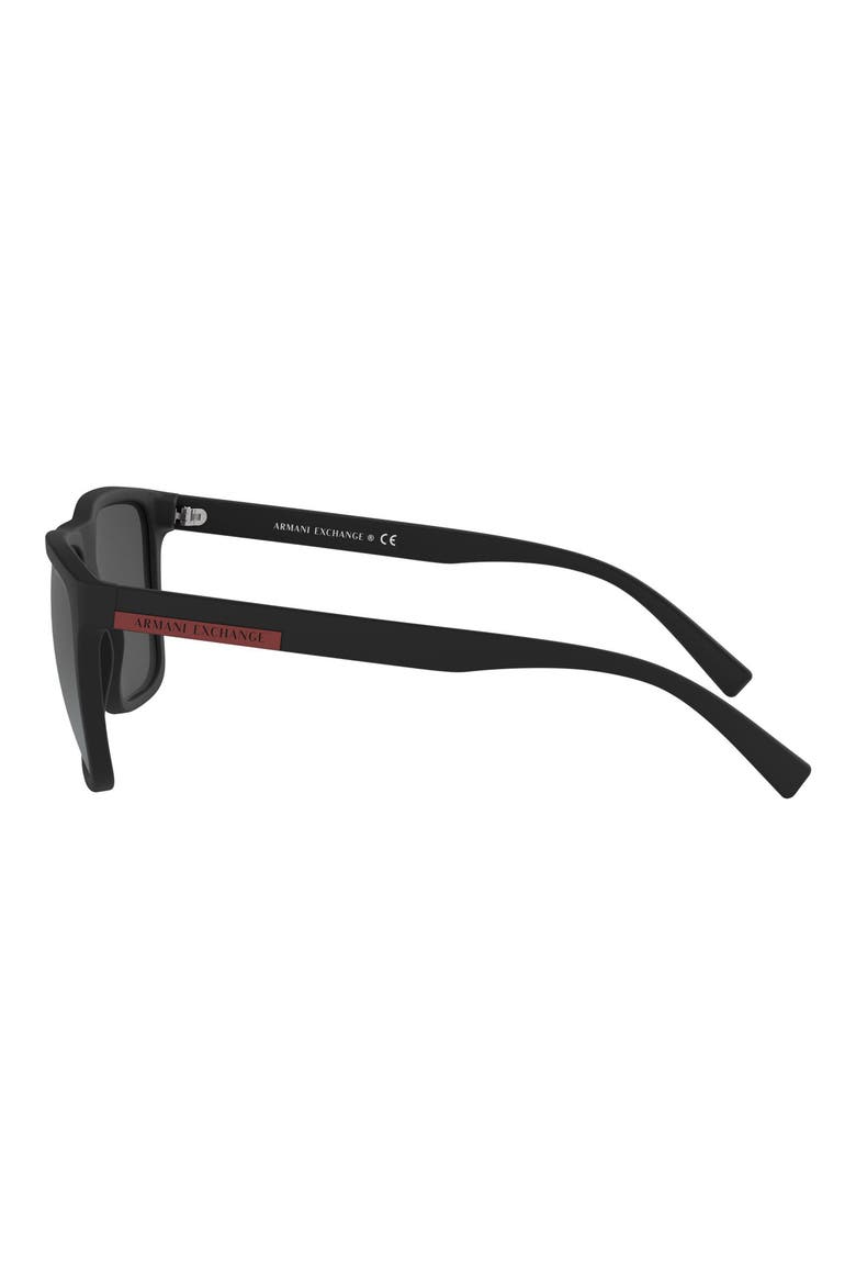 AX Armani Exchange 57mm Square Sunglasses, Alternate, color, MATTE BLACK