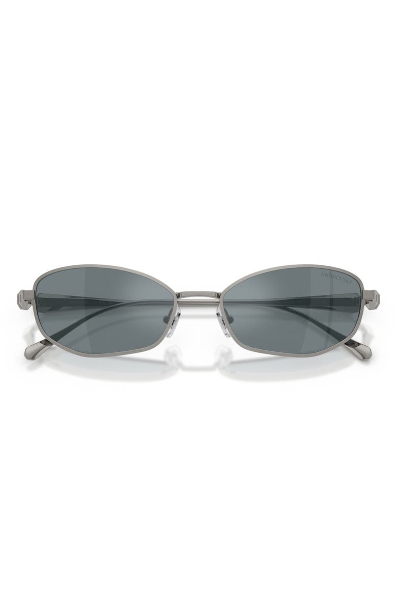 Swarovski 55mm Pillow Sunglasses, Alternate, color, Gunmetal / Grey Mirror Black