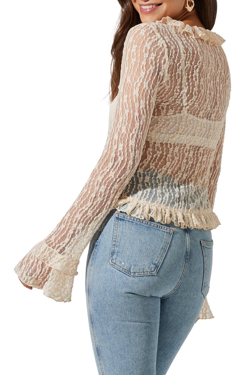 ASTR the Label Lace Front Tie Bed Jacket, Alternate, color, Cream