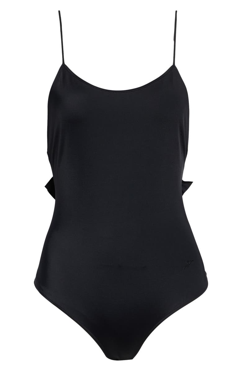 Jacquemus The Cabana Ruffle One-Piece Swimsuit, Main, color, Black