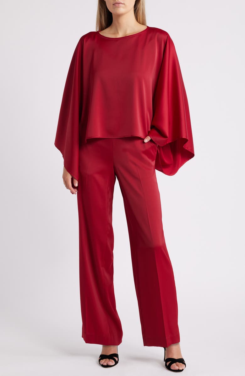 Anne Klein Cape Sleeve Satin Top, Alternate, color,