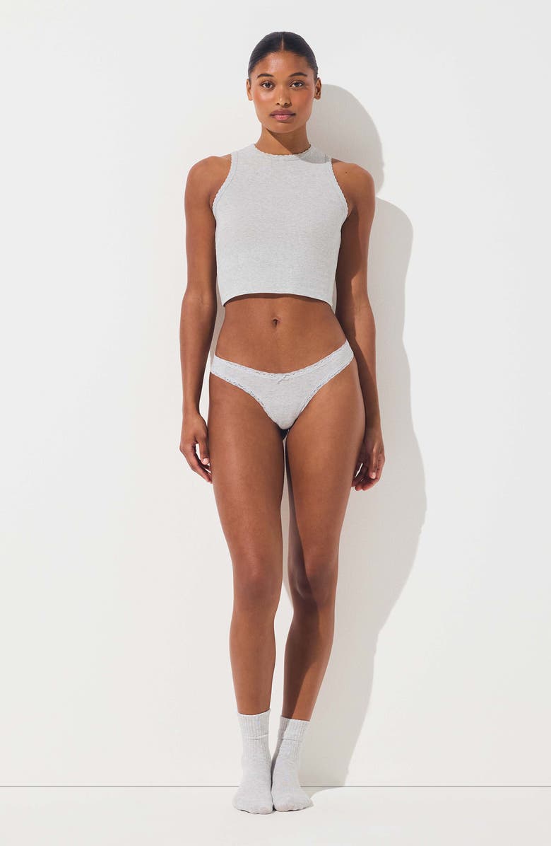 Lightweight Cotton Lace Trim Thong