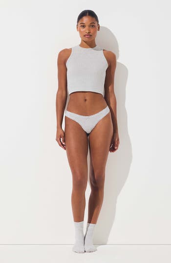 Lightweight Cotton Lace Trim Thong