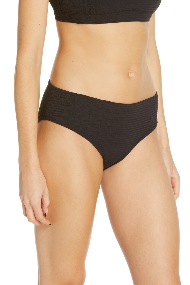 Mid Bikini Bottoms, Alternate, color, BLACK