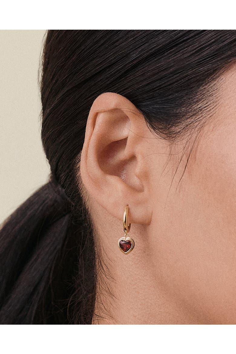 Heart Red Garnet Earrings, Alternate, color, Red Garnet