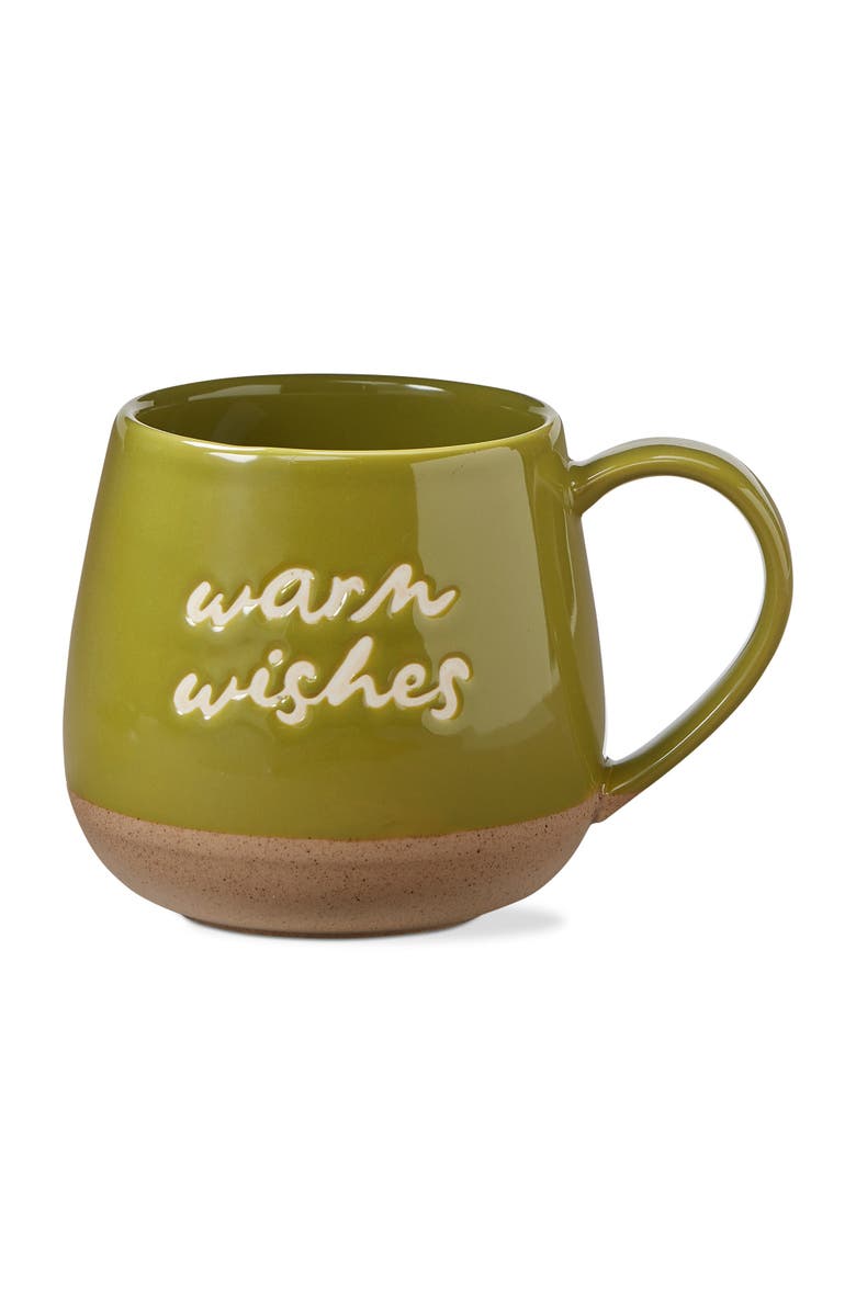 tag Warm Wishes Dark Green Ceramic Mug Dishwasher Safe Drinkware, Main, color, Green