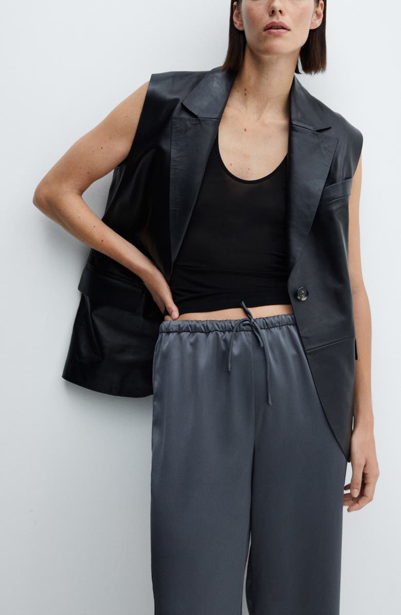 MANGO Satin Drawstring Pants, Alternate, color,