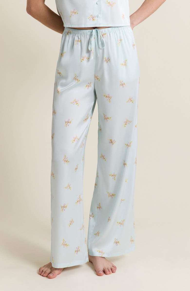 Etam Solia Floral Pajama Pants, Main, color, Printed Green Blue