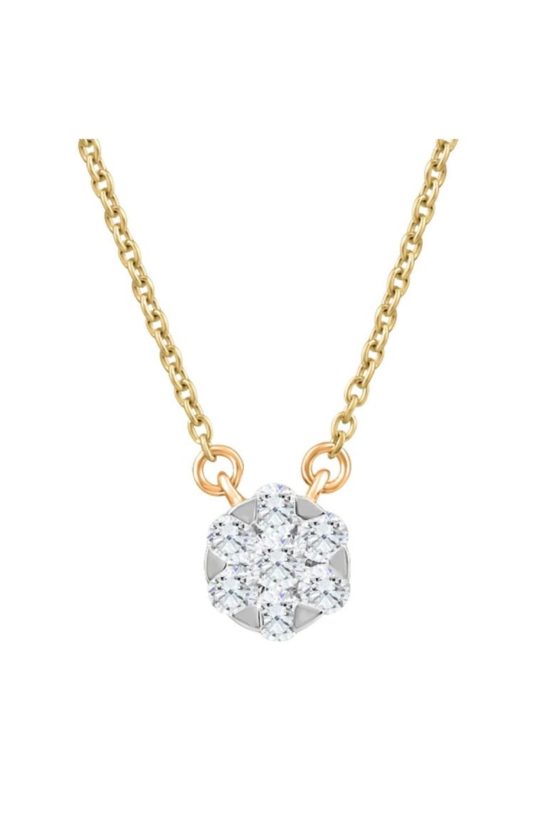 1/4Ct TW Lab Grown Diamond Halo Round Pendant Gold Women's Necklace 18", Alternate, color, 10k yellow Gold