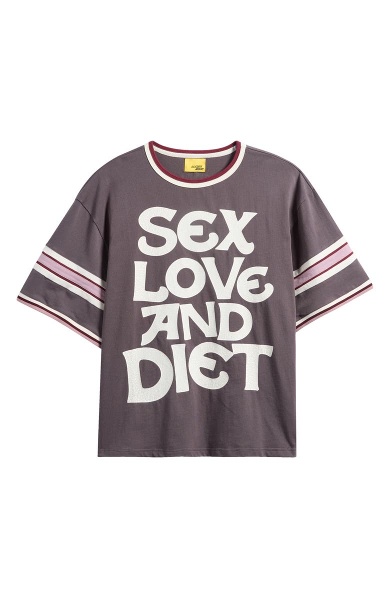 DIET STARTS MONDAY Sex, Love & Diet Oversize Graphic T-Shirt, Main, color, Vintage Black/Dusty Rose