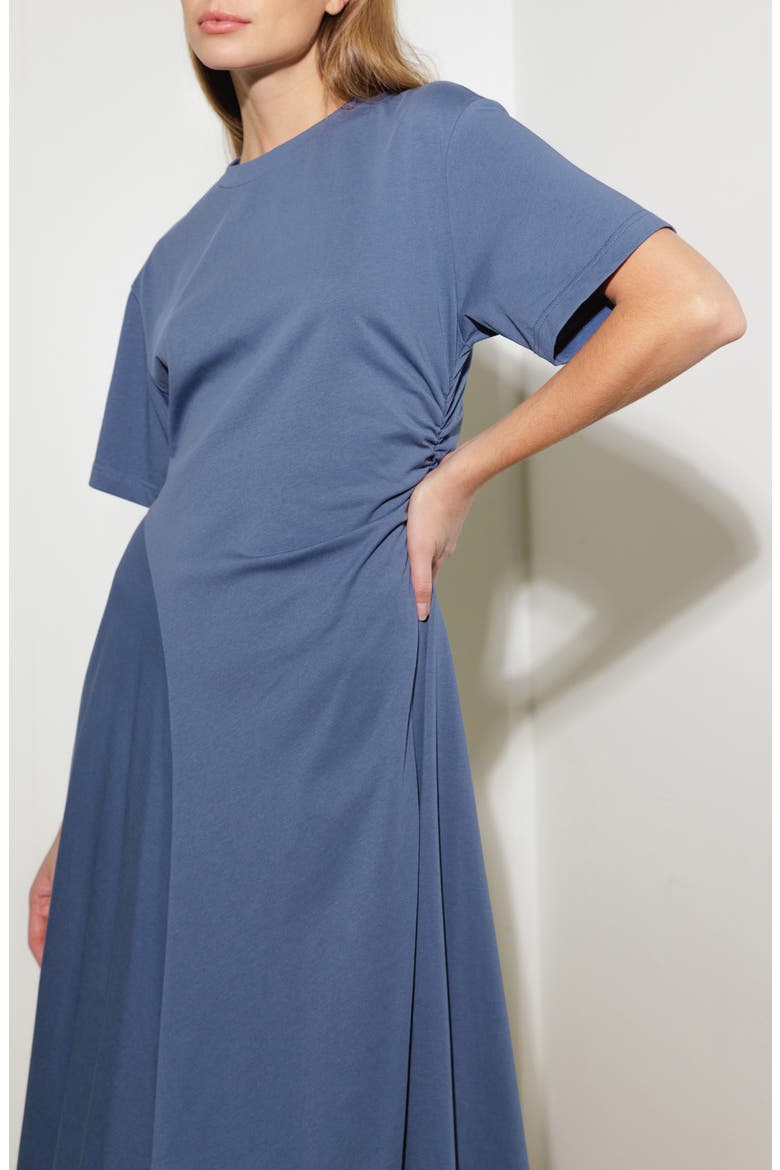 Cotton Blend Asymmetric Hem T-Shirt Dress, Alternate, color, SLATE BLUE