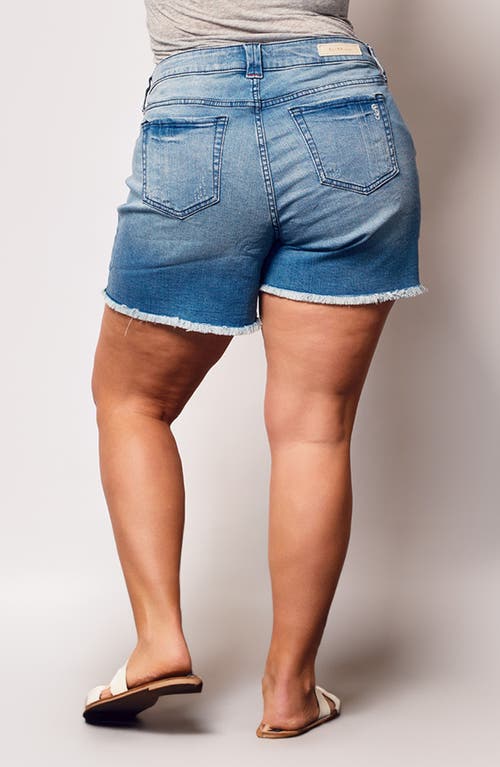 Slink Jeans Raw Hem Cutoff Denim Shorts In Blue