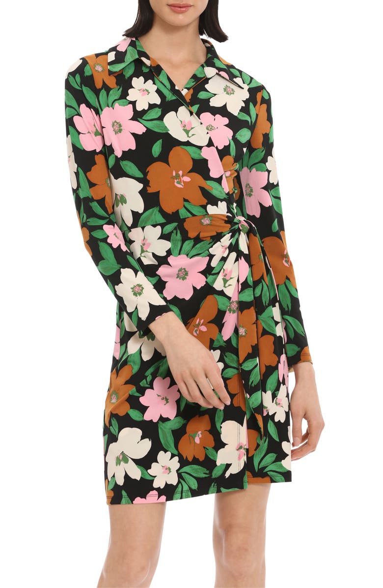 DONNA MORGAN FOR MAGGY Floral Long Sleeve Matte Jersey Shirtdress, Alternate, color, 