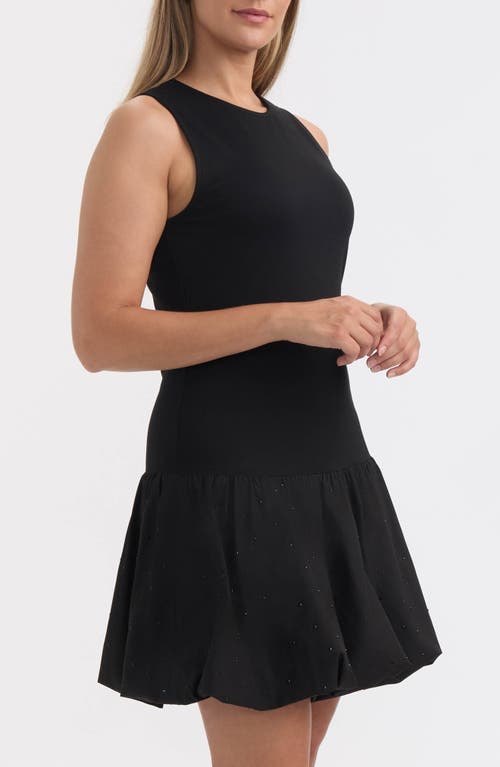 Ellen Tracy Mixed Media Bubble Skirt Minidress In Black