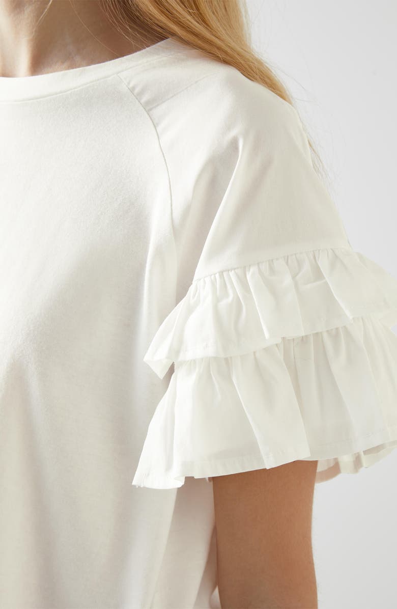 LK Bennett Allie Ruffle Sleeve Organic Cotton Top, Alternate, color, 