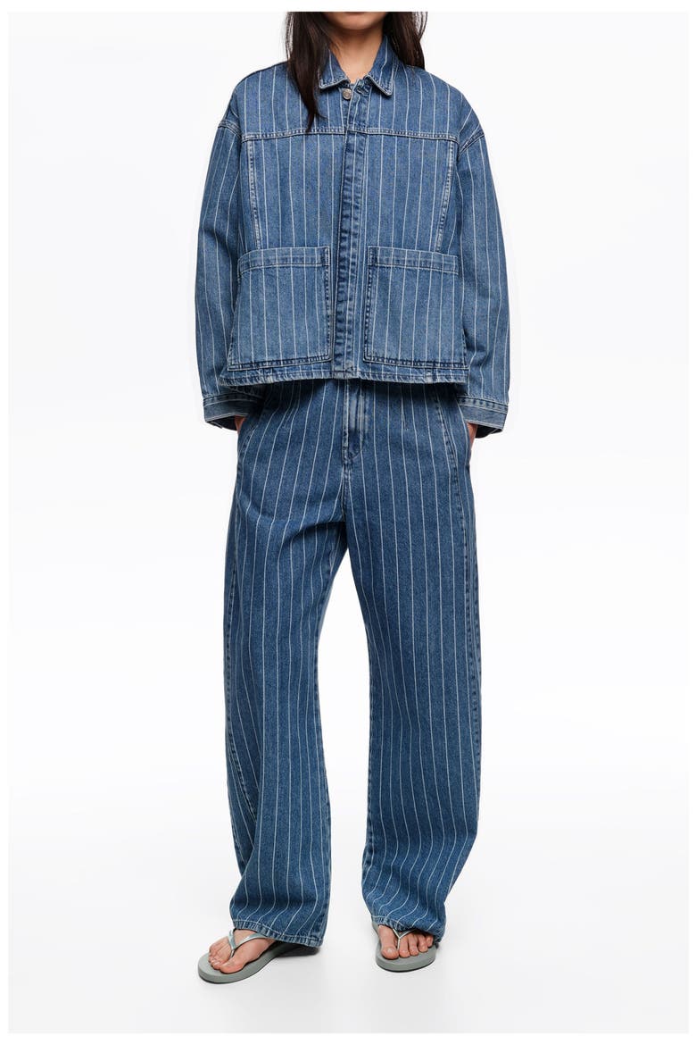 A-line Washed Denim Jacket, Main, color, DENIM BLUE