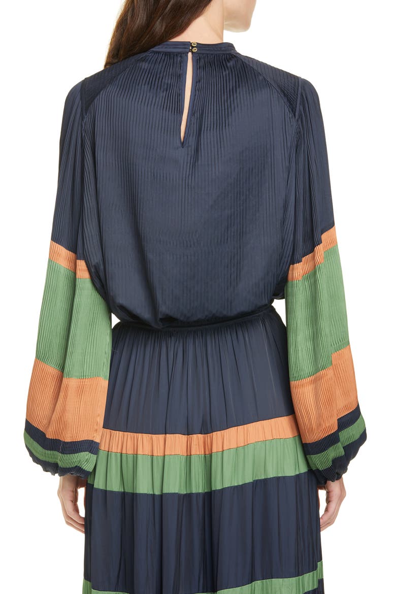 Rosa Stripe Sleeve Blouse, Alternate, color, MIDNIGHT