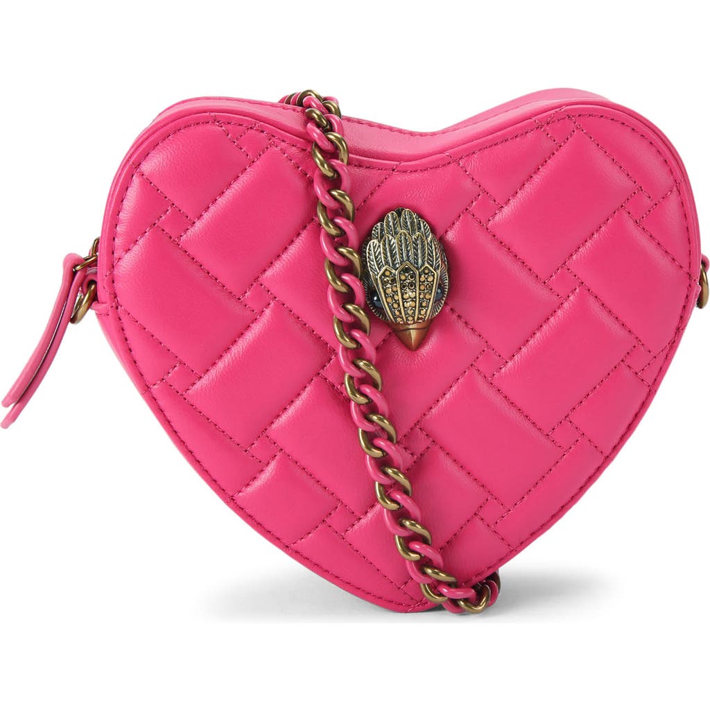 Kurt Geiger Kensington Heart Quilted Cross Body Bag In Pink