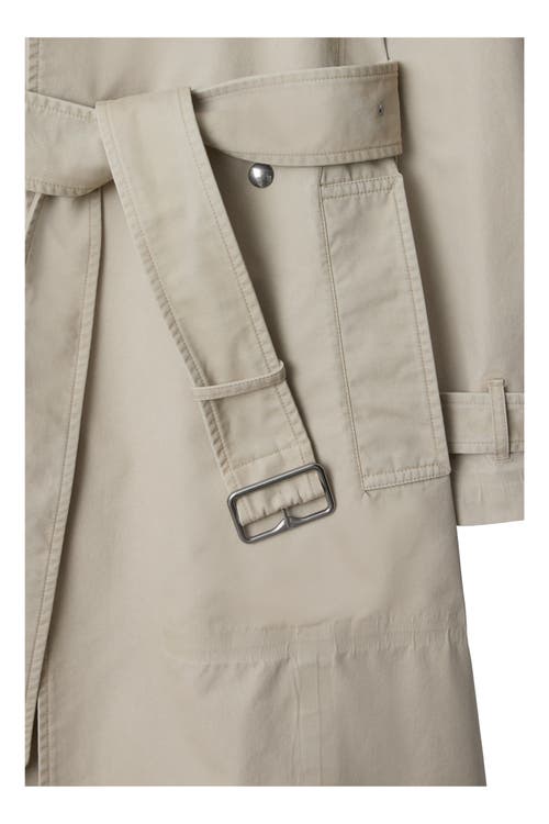 Burberry Long Cotton Trench Coat In Heron
