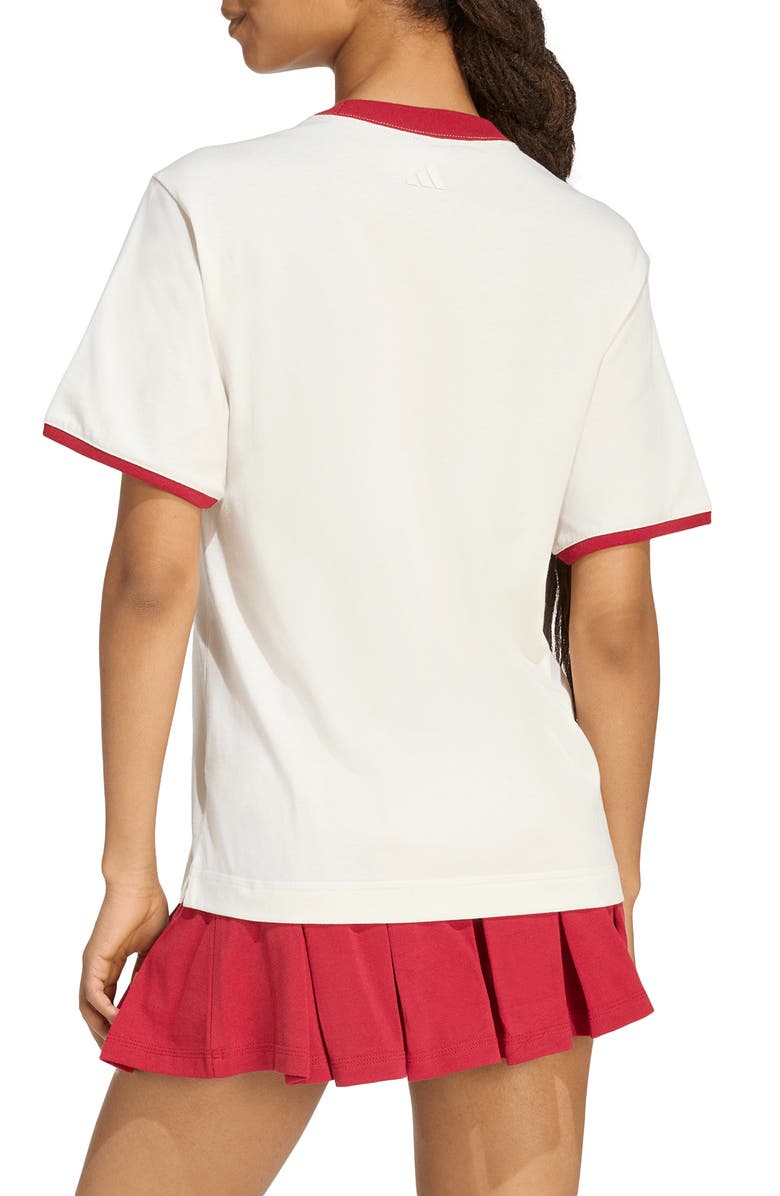 adidas Embroidered Logo Crewneck T-Shirt, Alternate, color, Off White/ Active Maroon