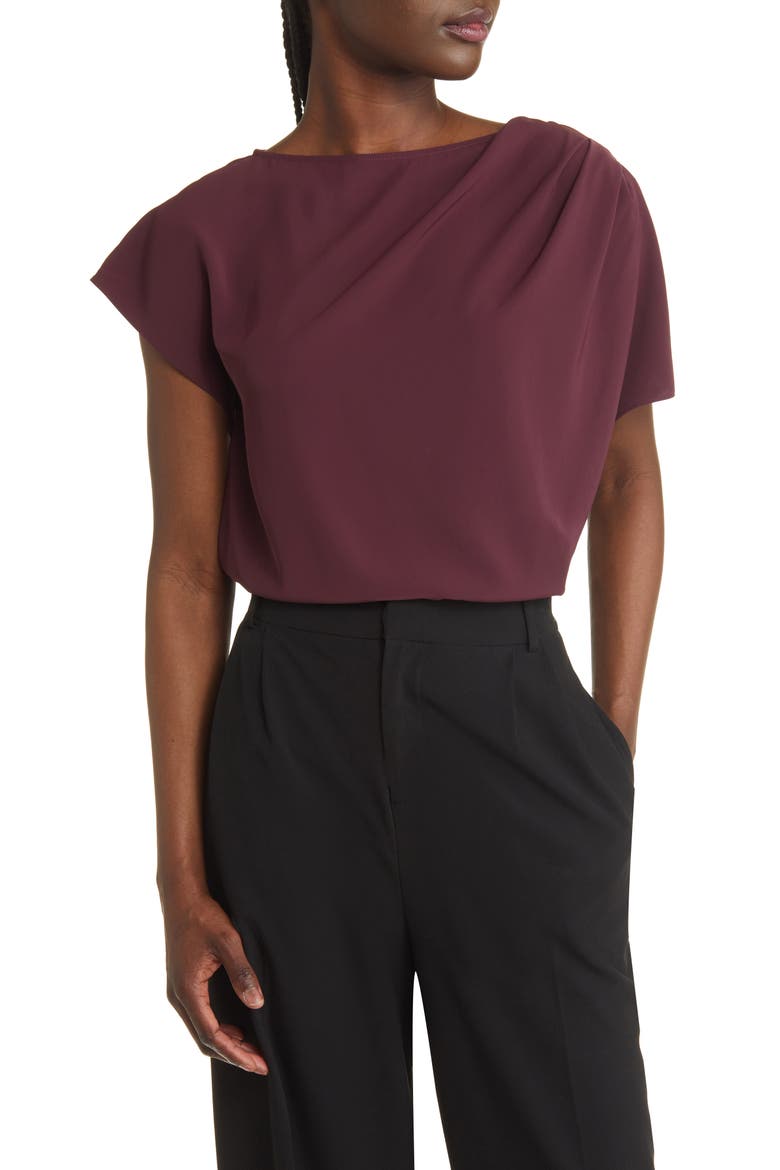 Pleat Shoulder Top, Main, color, BURGUNDY STEM
