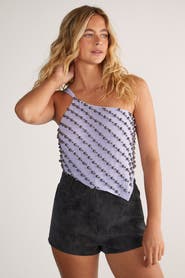 NASTY GAL Studded Asymmetric One Shoulder Top